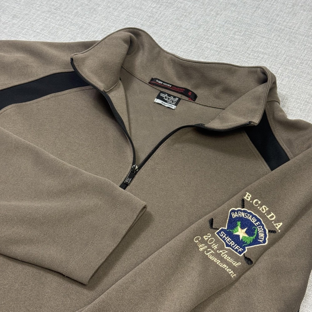 Nike Tiger Woods Collection Golf 1/4 Zip Pullover Shirt Mens XL Brown Dri-FIT